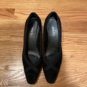 Vaneli real suede mid heel dress pump